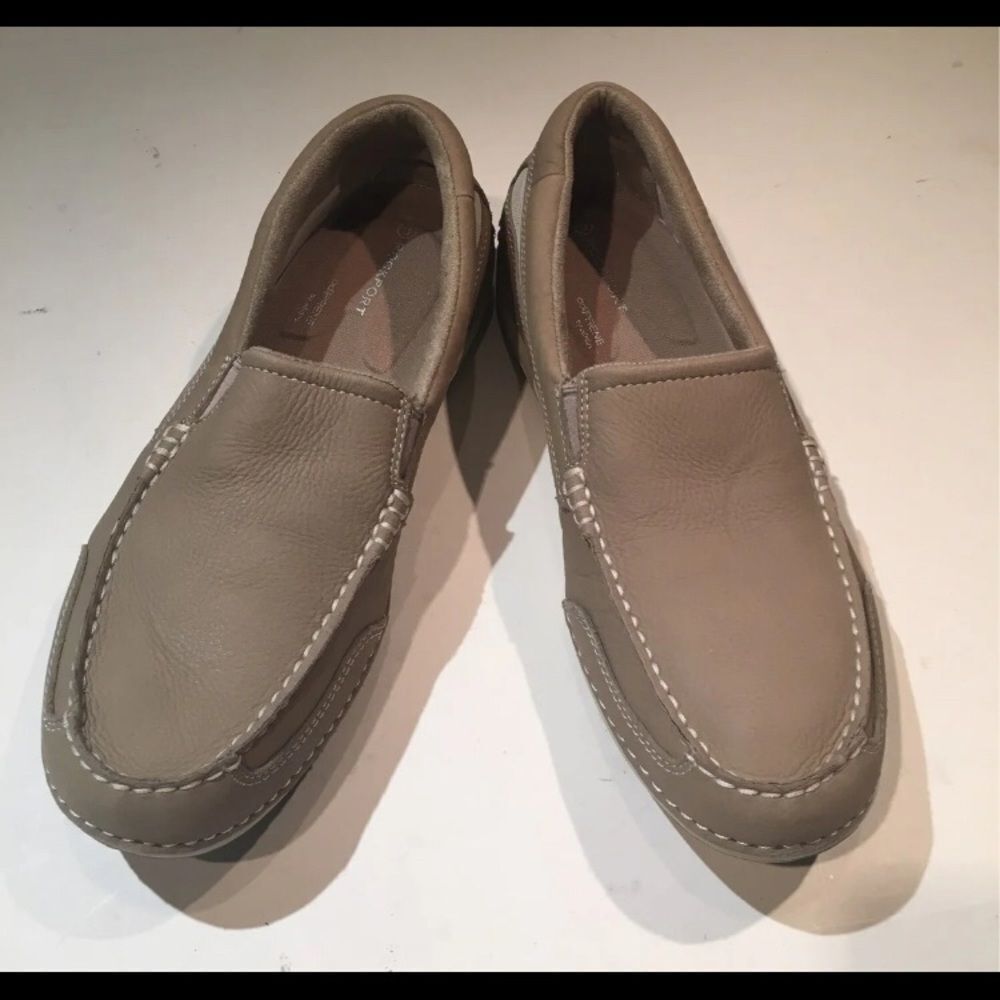 Rockport Beige Leather Loafers with adiPRENE Insoles